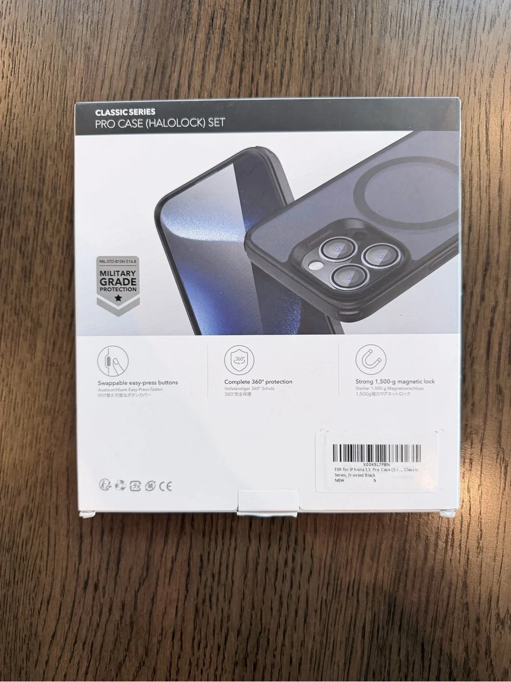ESR Pro Case Protection Set - Clear with Black Trim -iPhone 15 Pro